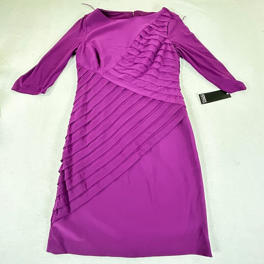 Adrianna Papell Sheath Dress Womens 6P Magenta Cocktail Elegant